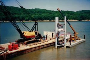 Photo of barge and crane rental.